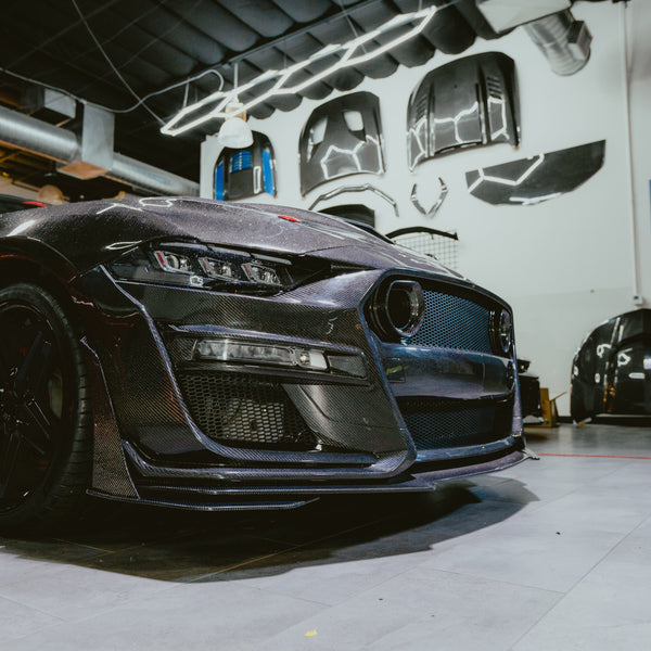 2018-2023 Ford Mustang GT500/Mach1 Combo Double Sided Full Carbon Fiber Track Package Front Bumper Conversion
