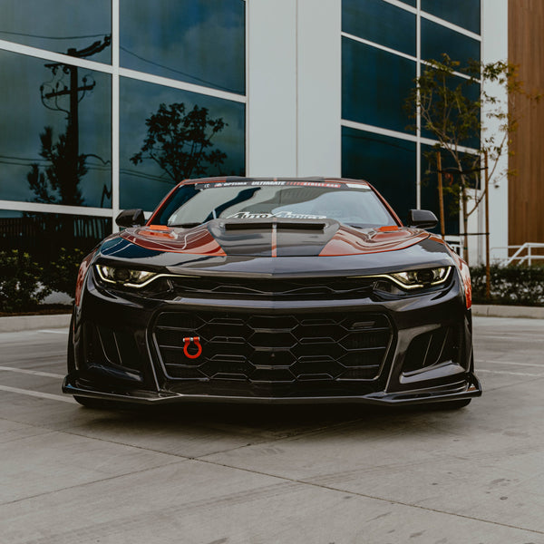 2019-2025 Chevy Camaro SS RS LT Black Panther ZL1 1LE 1PC Full Gloss Carbon Fiber Track Package Front Bumper Conversion for RS Headlights