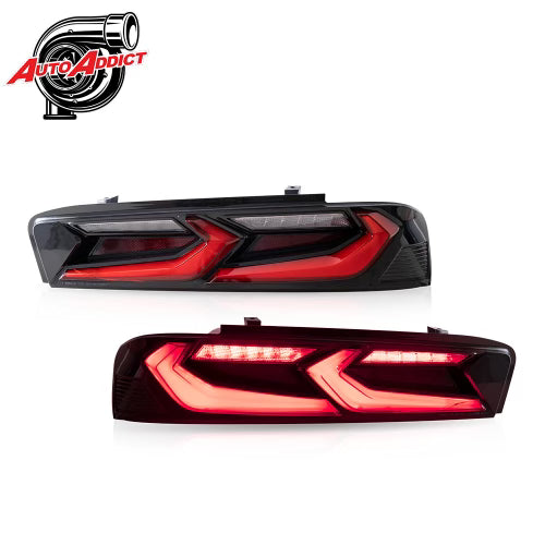 2016-2018 CHEVY CAMARO VELOX LED TAILLIGHTS GLOSS BLACK/RED LENS