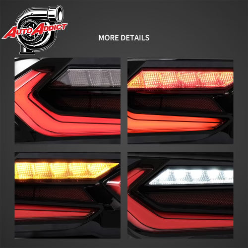 2019-2025 CHEVY CAMARO VELOX LED TAILLIGHTS GLOSS BLACK/RED LENS