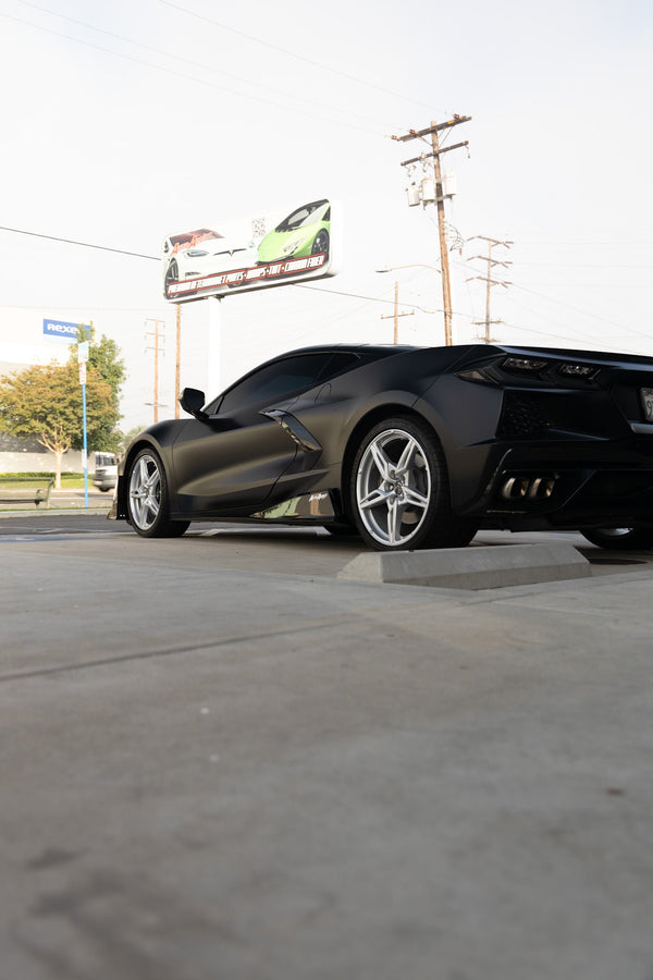 2020-2024 Corvette C8 Stingray Evo Style Side Skirts Gloss Black Pair