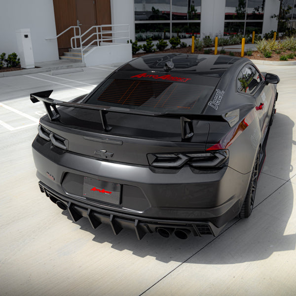 2016-2025 Chevy Camaro Evo Style Shark Fins Rear Diffuser Quad/Single Tips SS/RS/LT & ZL1 w/ Smoke Reflectors