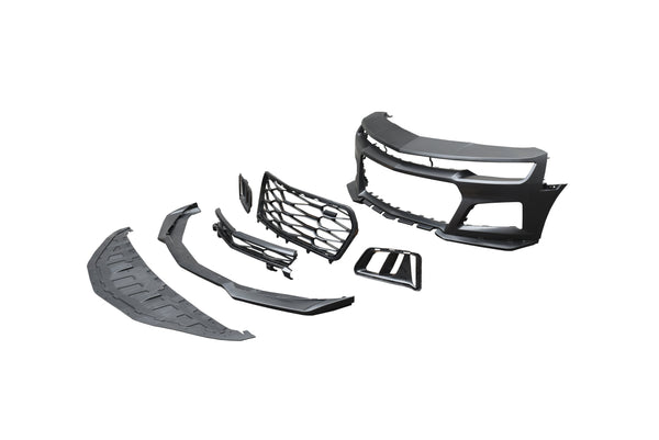 2010-2015 Chevy Camaro ZL1 Front Bumper Conversion 7pcs Full Kit Flat BLK Body Kit