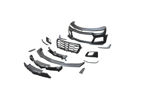 2019-2025 Chevy Camaro ZL1 1LE Track Package Front Bumper Conversion 13pcs Full Kit Flat BLK for Non-RS Headlights