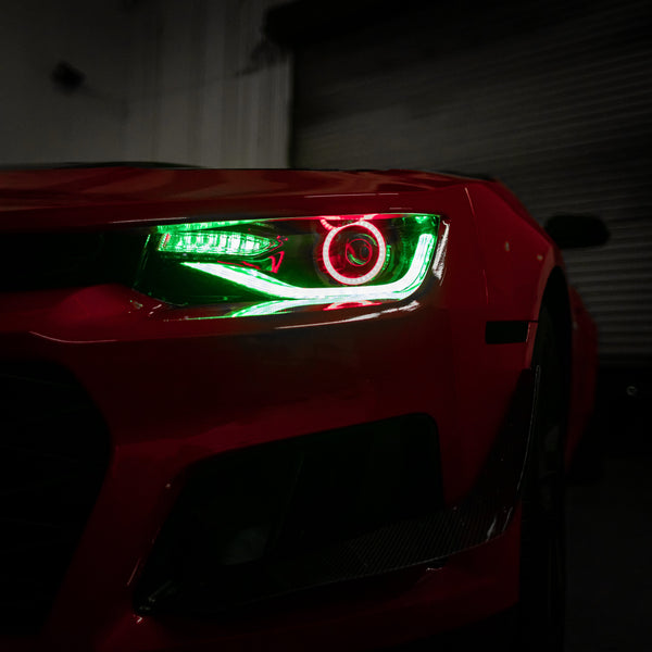 2014-2015 Chevy Camaro 6th Gen Style Headlights Projector Custom RGBW Via Bluetooth Pair