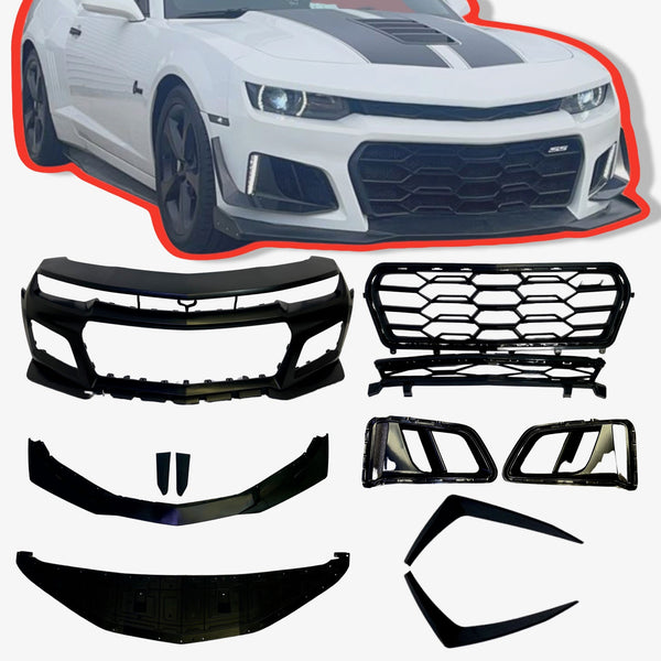 2010-2015 Chevy Camaro ZL1 1LE Track Package Front Bumper Conversion 11pcs Full Kit Flat BLK Body Kit