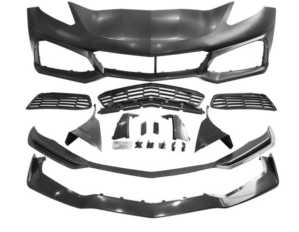 2014-2019 Corvette C7 ZR1 Track Package Front Bumper Conversion 18pcs Full Kit Flat BLK