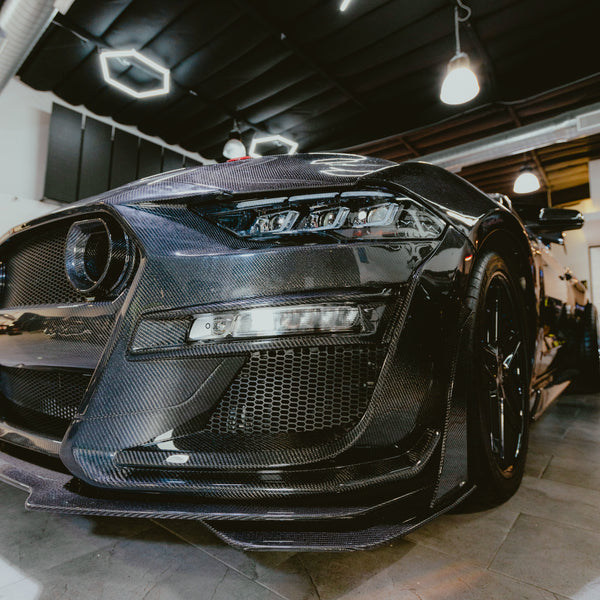2018-2023 Ford Mustang GT500/Mach1 Combo Double Sided Full Carbon Fiber Track Package Front Bumper Conversion
