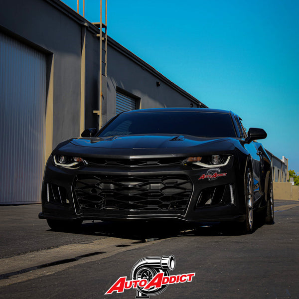 2016-2018 Chevy Camaro ZL1 Front Bumper Conversion 7pcs Ful Kit Flat BLK