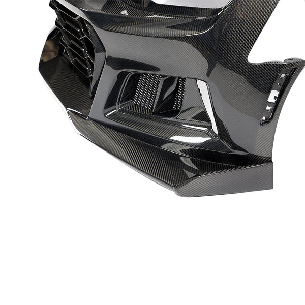 2019-2025 Chevy Camaro SS RS LT Black Panther ZL1 1LE 1PC Full Gloss Carbon Fiber Track Package Front Bumper Conversion for RS Headlights