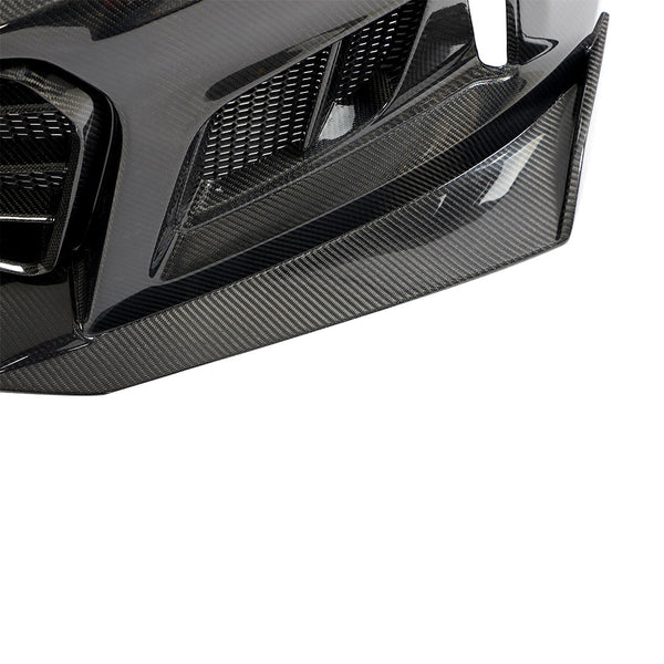 2017-2025 Chevy Camaro ZL1 Black Panther 1PC Full Gloss Carbon Fiber Track Package Front Bumper Conversion