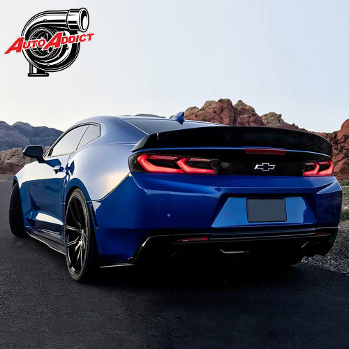 2016-2018 CHEVY CAMARO VELOX LED TAILLIGHTS GLOSS BLACK/RED LENS