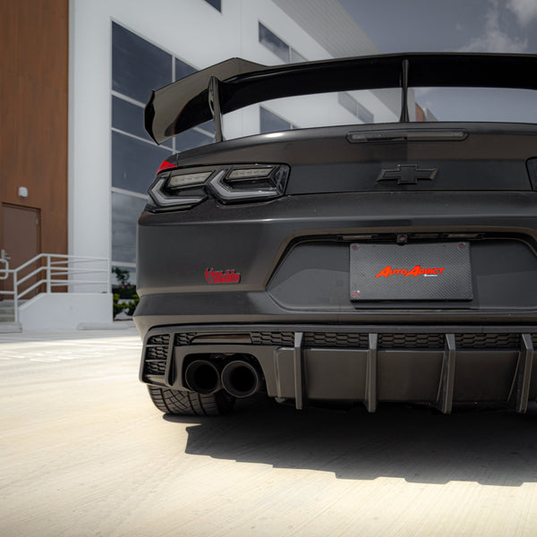 2016-2025 Chevy Camaro Evo Style Shark Fins Rear Diffuser Quad/Single Tips SS/RS/LT & ZL1 w/ Smoke Reflectors
