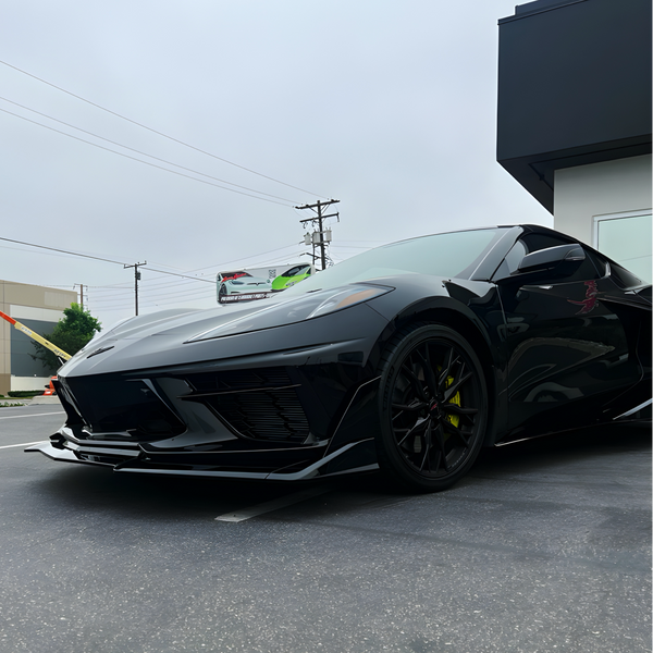 2020-2024 Corvette C8 Stingray Evo Style Front Lower Chin Splitter Gloss Black