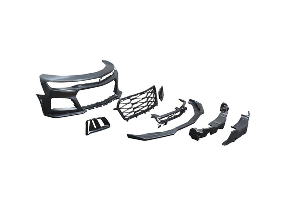 2016-2018 Chevy Camaro ZL1 Front Bumper Conversion 7pcs Ful Kit Flat BLK