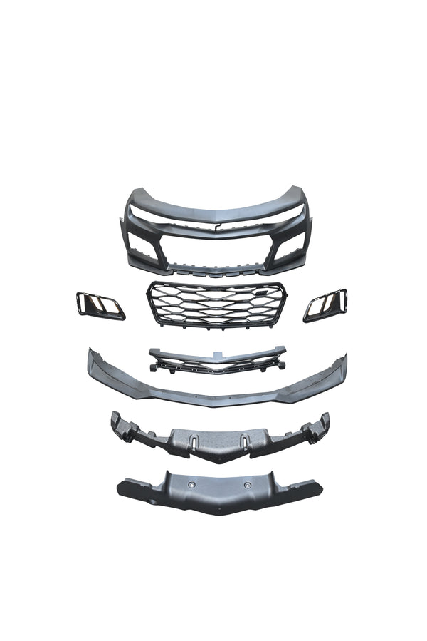 2016-2018 Chevy Camaro ZL1 Front Bumper Conversion 7pcs Ful Kit Flat BLK