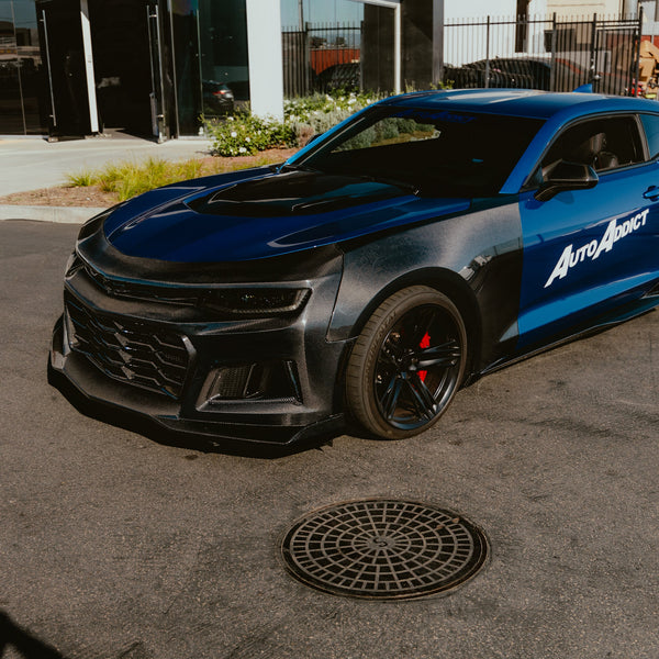 2017-2025 Chevy Camaro ZL1 Black Panther 1PC Full Gloss Carbon Fiber Track Package Front Bumper Conversion