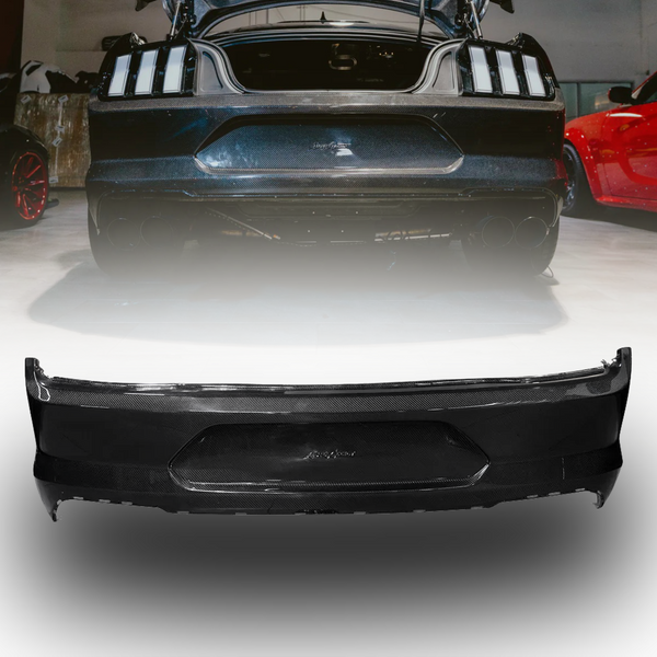 2018-2023 Ford Mustang GT500 Style Double Sided Full Carbon Fiber Track Package Rear Bumper Conversion