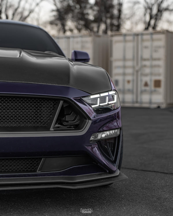 2018-2023 Ford Mustang Projector Headlights S650 Style LED Amber Sequential Turn Signals