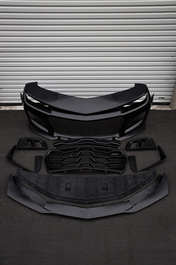 2010-2015 Chevy Camaro ZL1 1LE Track Package Front Bumper Conversion 11pcs Full Kit Flat BLK Body Kit
