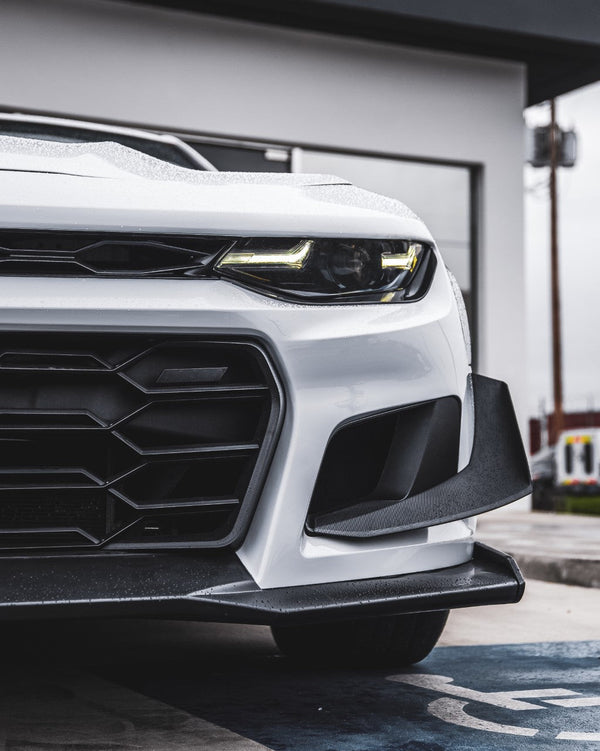 2019-2025 Chevy Camaro ZL1 1LE Track Package Front Bumper Conversion 13pcs Full Kit Flat BLK for Non-RS Headlights